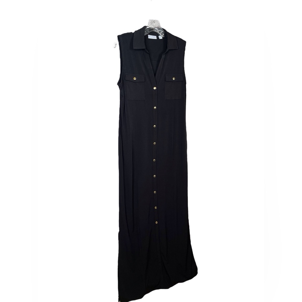New York Company Stretch Black Jersey Shirt Dress Minimalist Capsule Neutral Med - Picture 7 of 7
